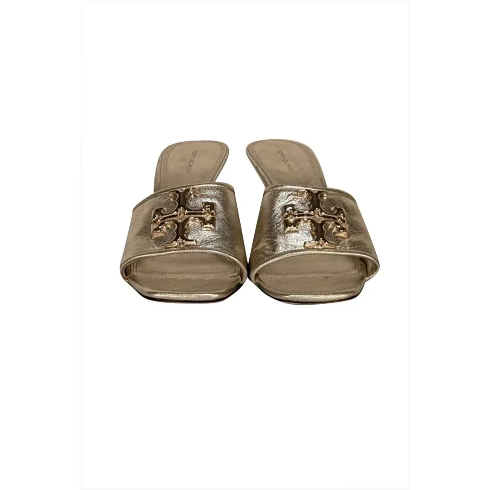 Tory Burch - Gold Leather Mule Heels Sz 8